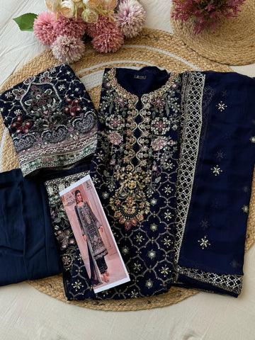 Semistitched Pure Chiffon Suit-6