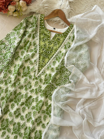 Glamorous Cutwork Suit Ft. Organza Dupata