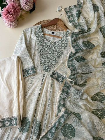 Pure cotton embroidered Anarakali suit