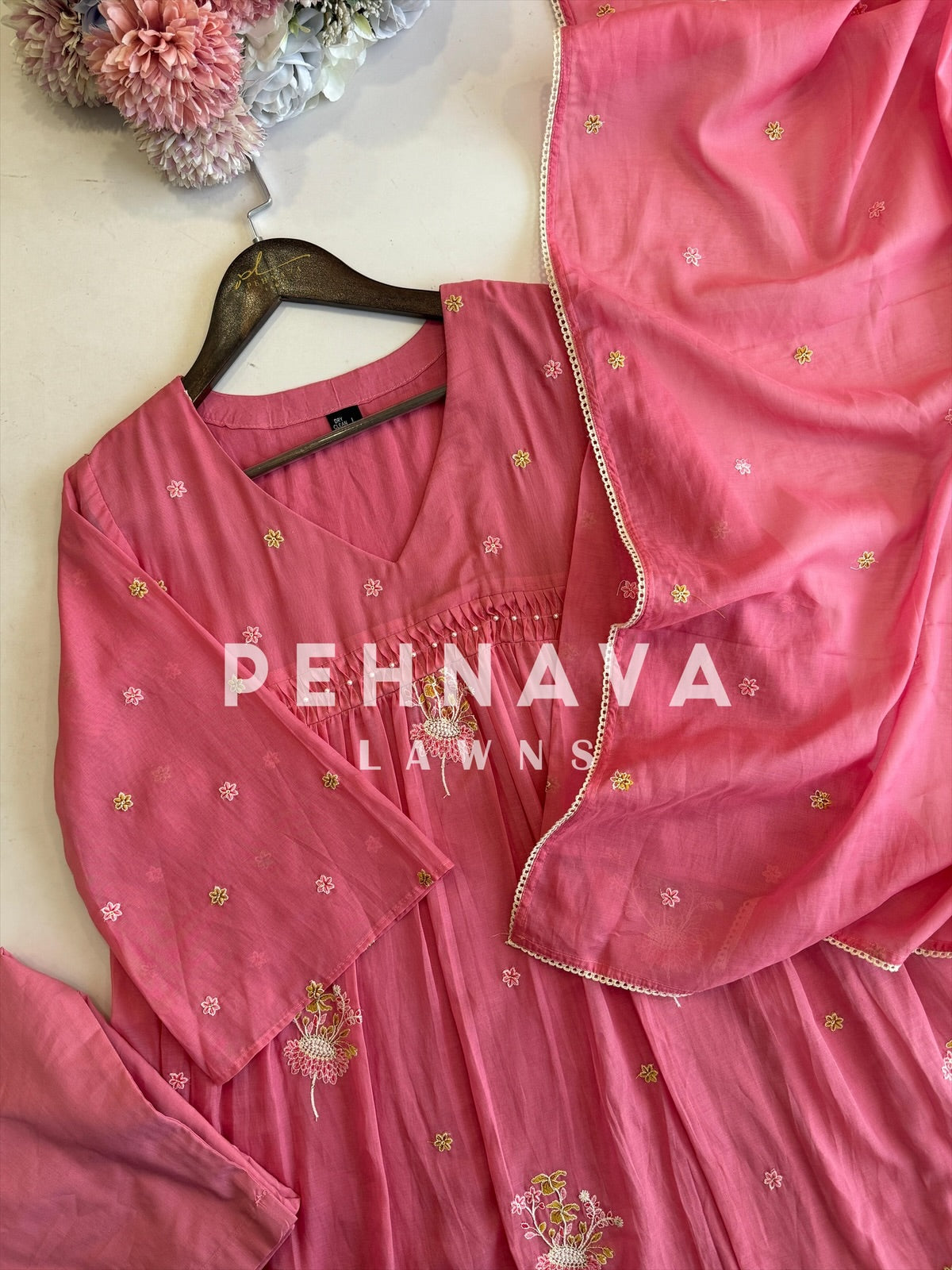 Blush Bloom Glass Chanderi