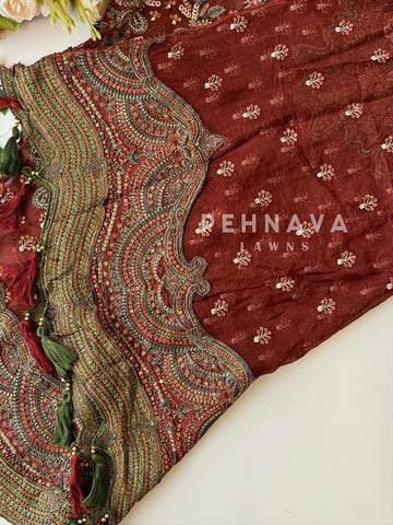 Heavy Embroidery Chiffon Suit
