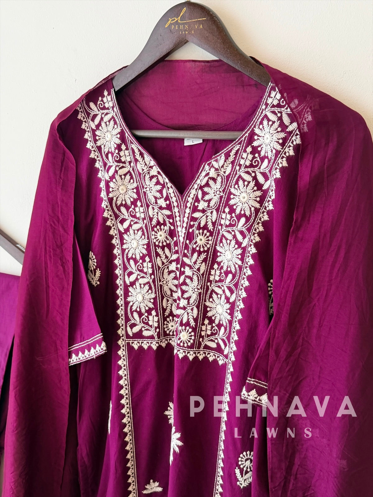 Panel Embroidered Three Piece Set