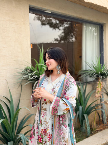 Embroidered Flower Charm Pak-Suit 1359