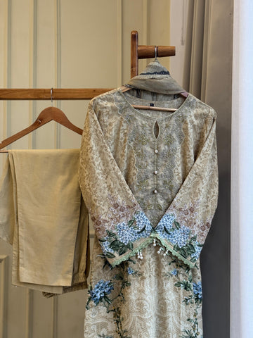 Printed Casual Cotton Suit Ft. Embroidered Dupatta