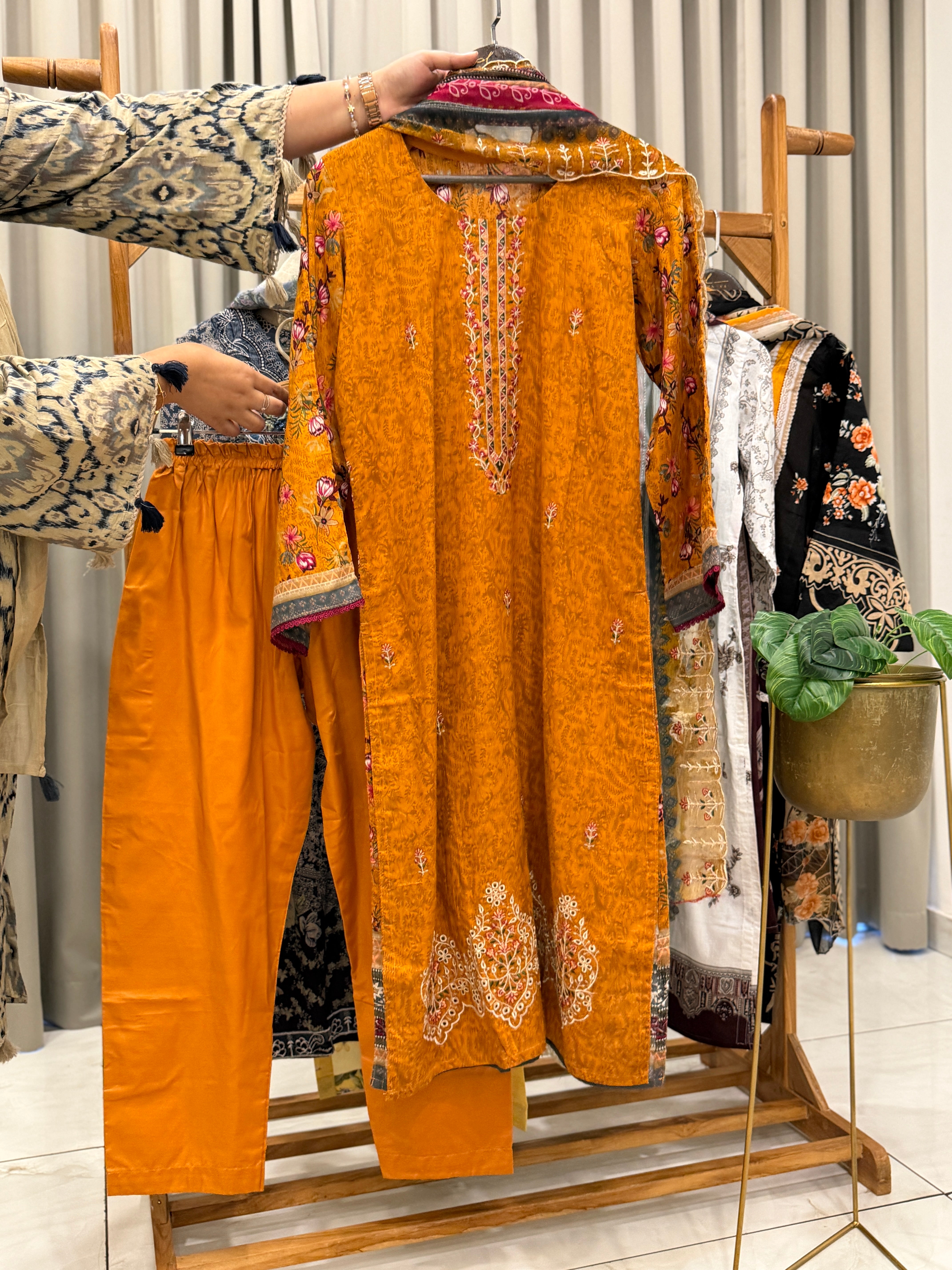 Signature Embroidered Three Piece Set