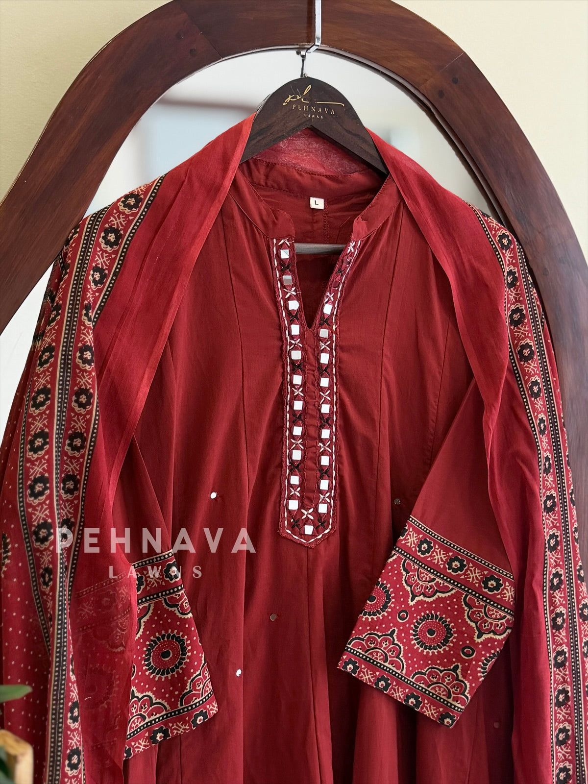 Border Printed Cotton Suit Set
