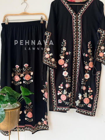 Floral Embroidered Three Piece Suit