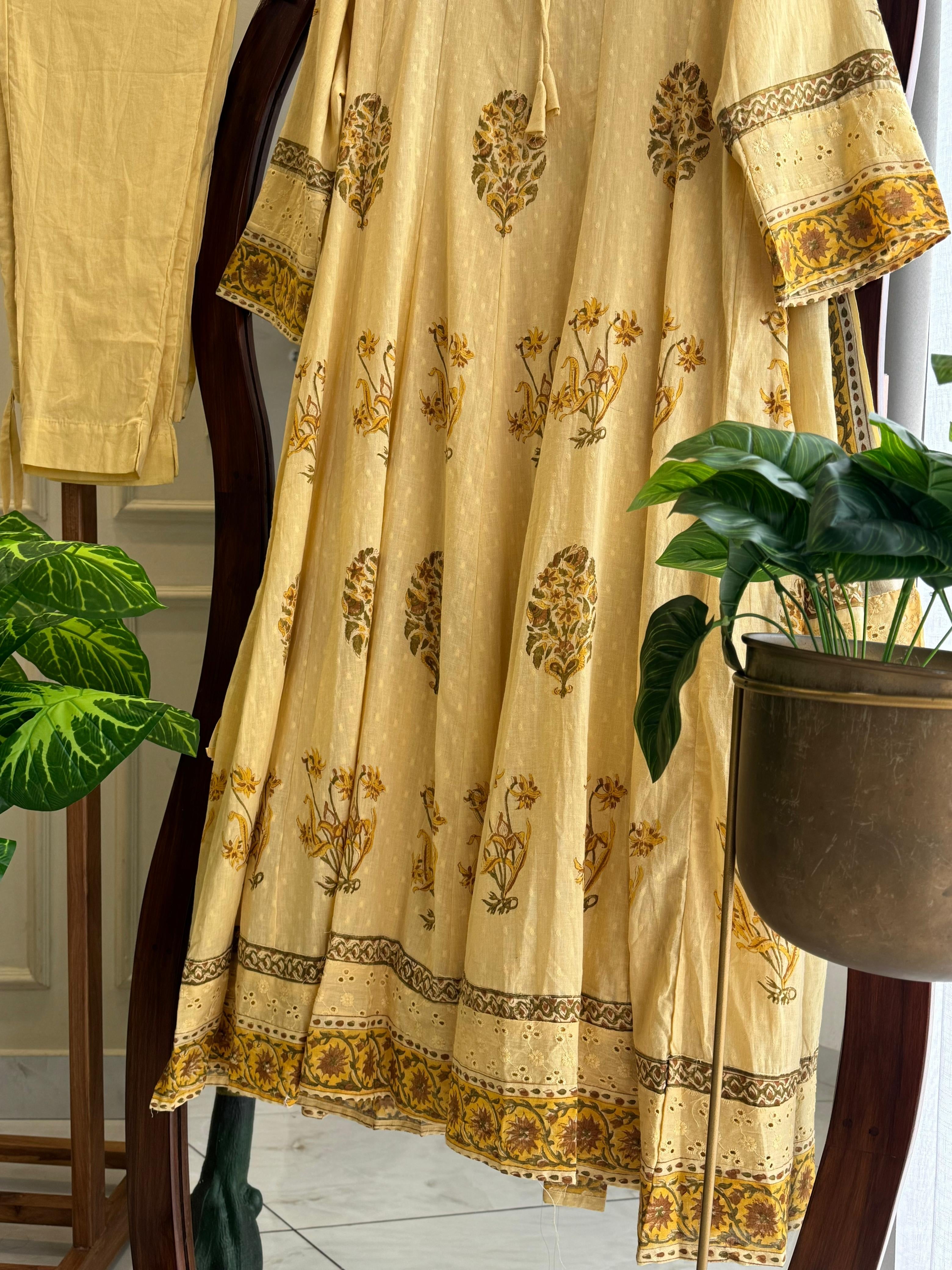 Floral pleated Anarkali Dress