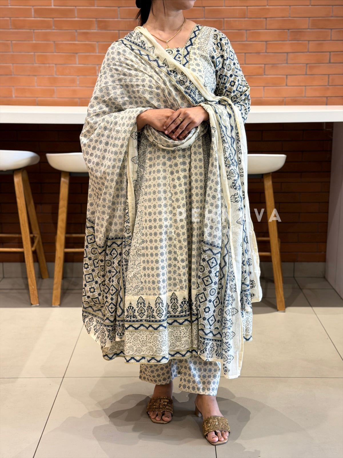 Block Print Flared Suit Set 11081-84