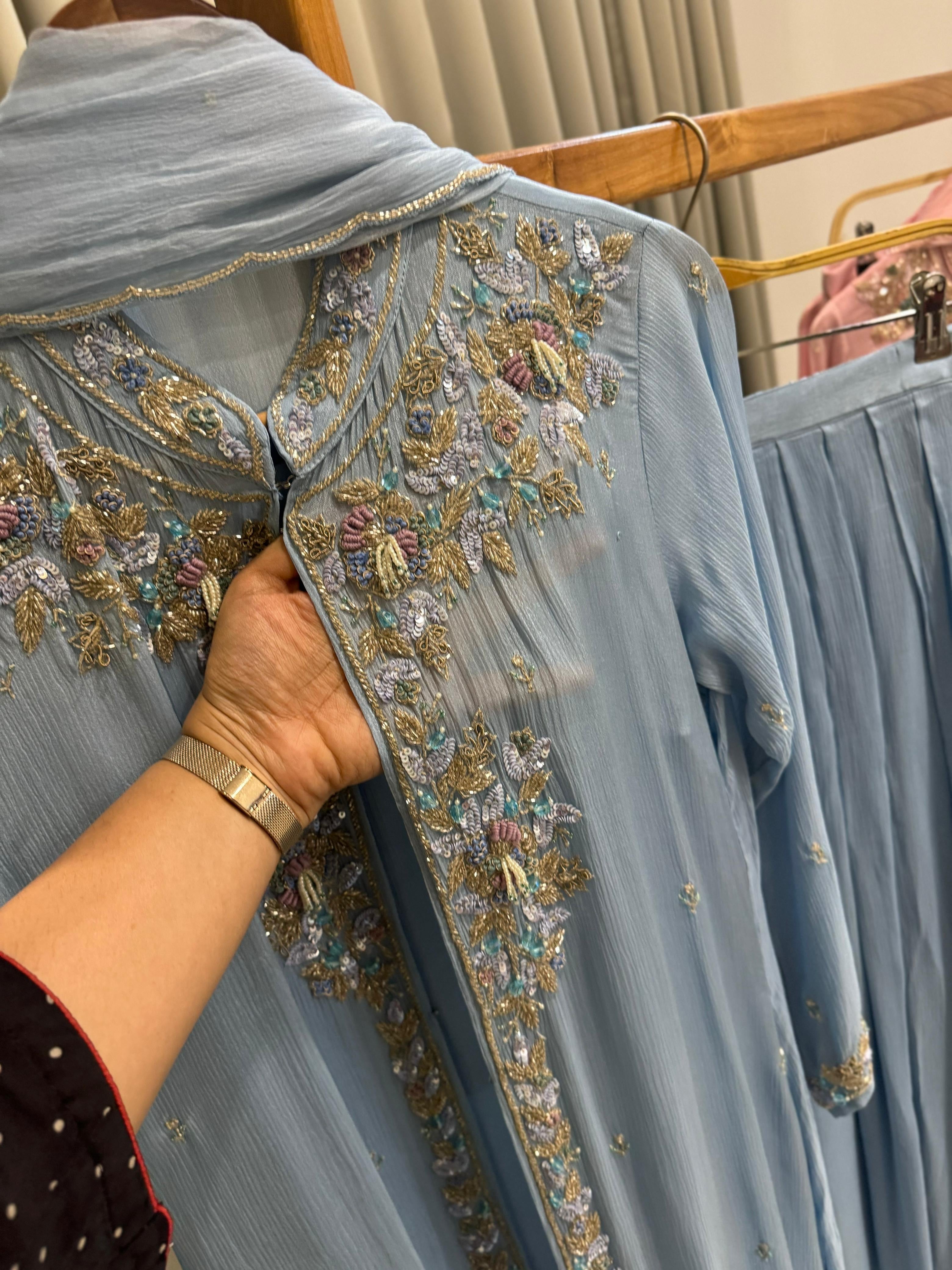 Premium Floral Handworked Jacket Dress