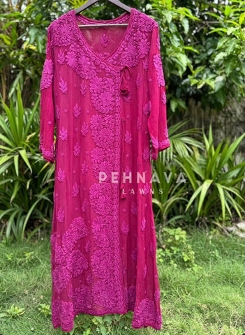 Angrakha Chikankari Embroidered Suit(12-15 Dispatching Time )