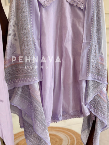 V-Neck Lace Trimed Anarkali Suit-6/D26