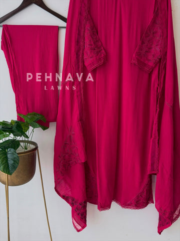 Embroidered Lace Detailed Suit-1001