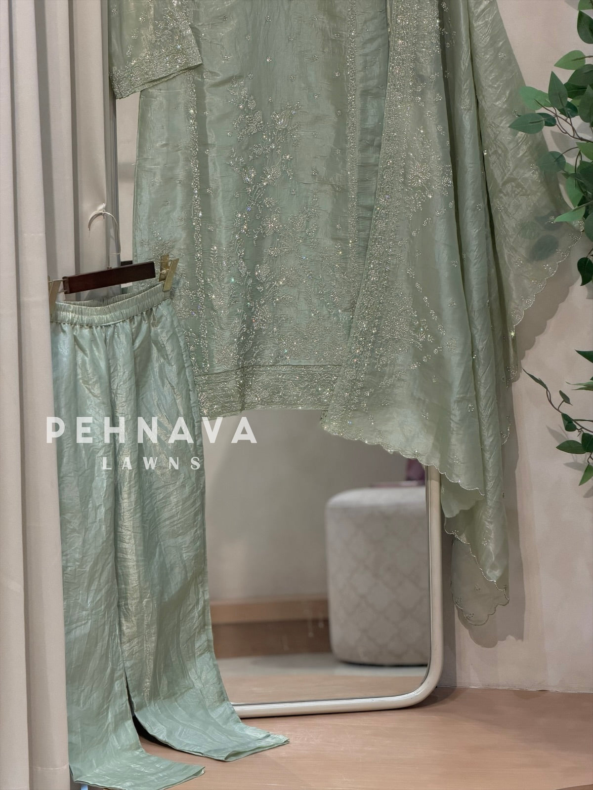 Crinkle Tissue Organza Three Piece Suit