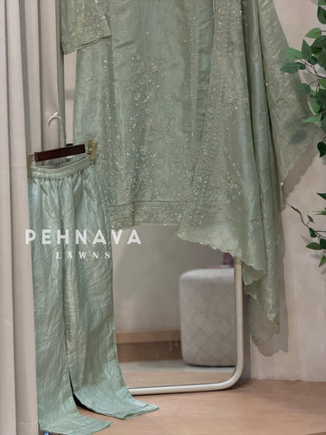 Crinkle Tissue Organza Three Piece Suit