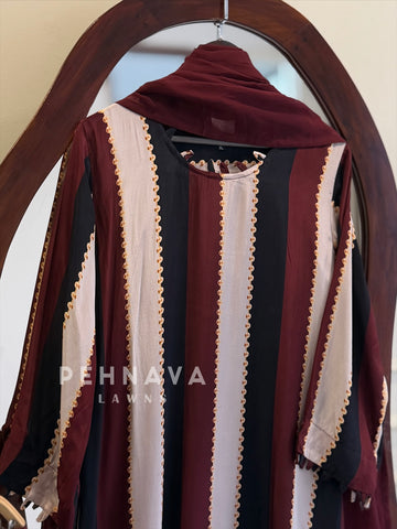 Striped Crepe Suit Set