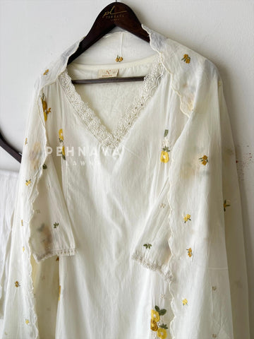 Panel Cut Embroidered Suit-16566