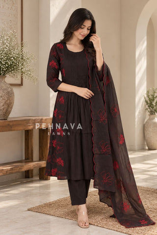 Pintuck Floral Embroidered Ensemble 13014