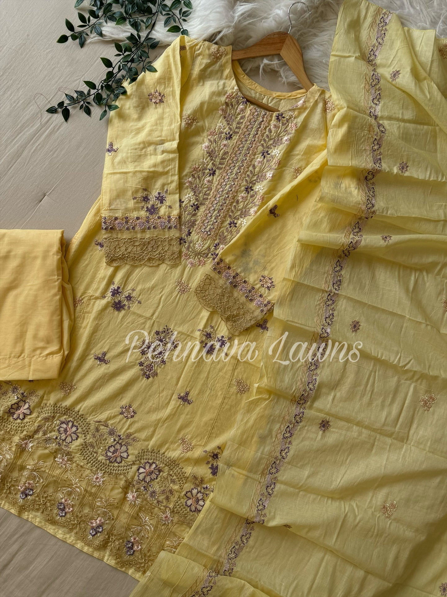 Cotton Suit Featuring embroidered dupatta-1064