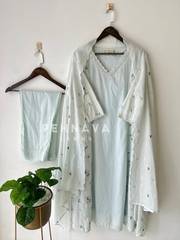 Panel Cut Embroidered Suit-16566
