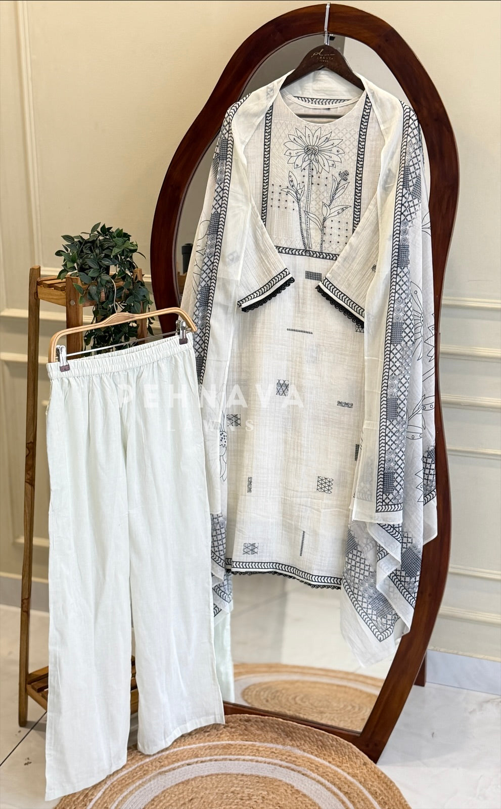 Floral Yoke Printed Suit Set-Paris