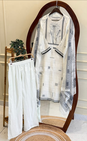 Floral Yoke Printed Suit Set-Paris