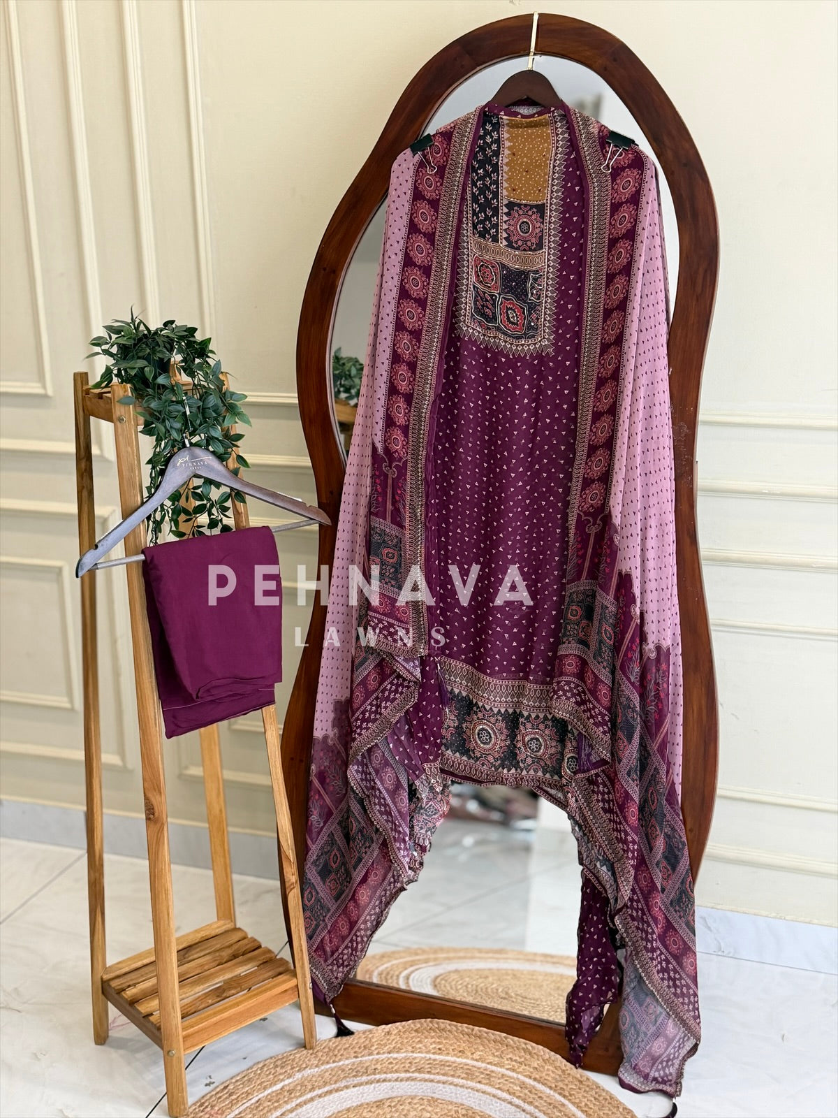 Ajrak Yoke Unstitched Suit No.26 - Pehnava Lawns