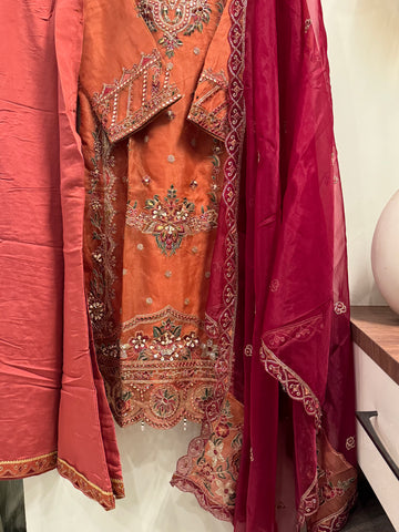 Organza embroidered suit-1252