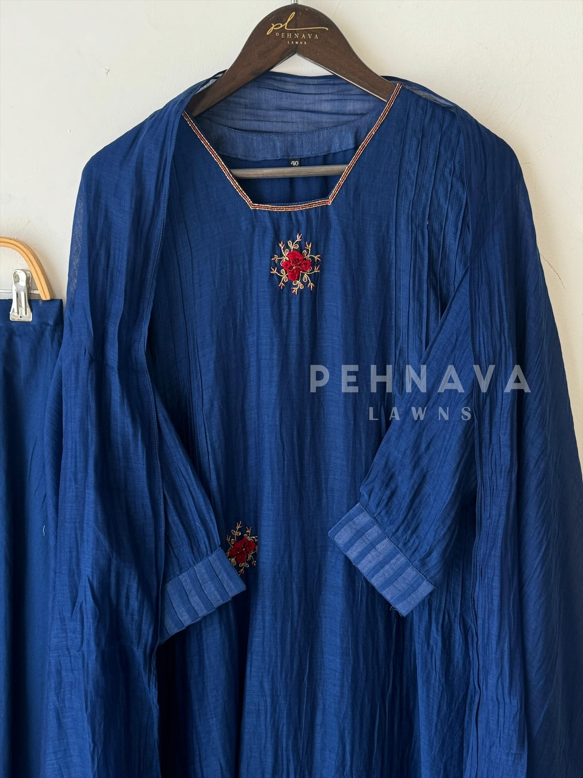 Premium Mul-Chandheri Handworked Suit - Pehnava Lawns