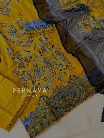 Signature Embroidered Lawn Unstitched Suit-3229 - Pehnava Lawns