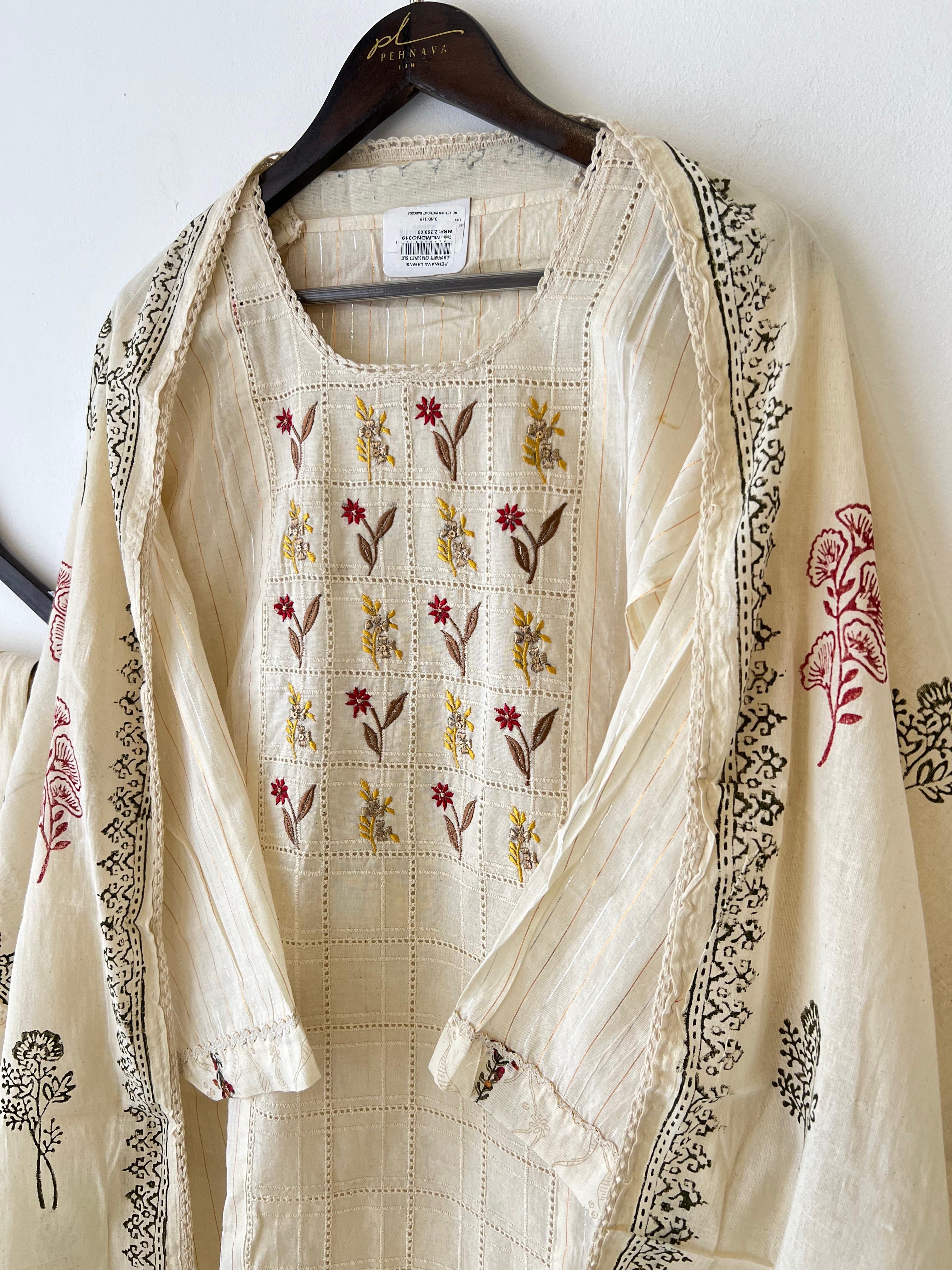 Cotton semi stitched with cota dupatta - Pehnava Lawns