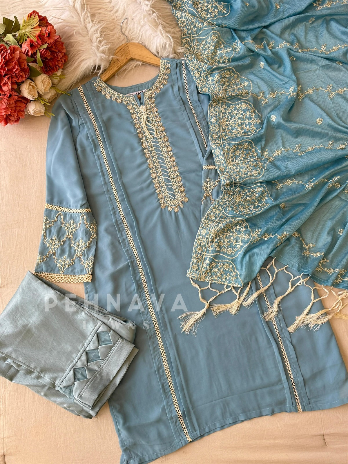 Embroidered Chiffon Suit Set