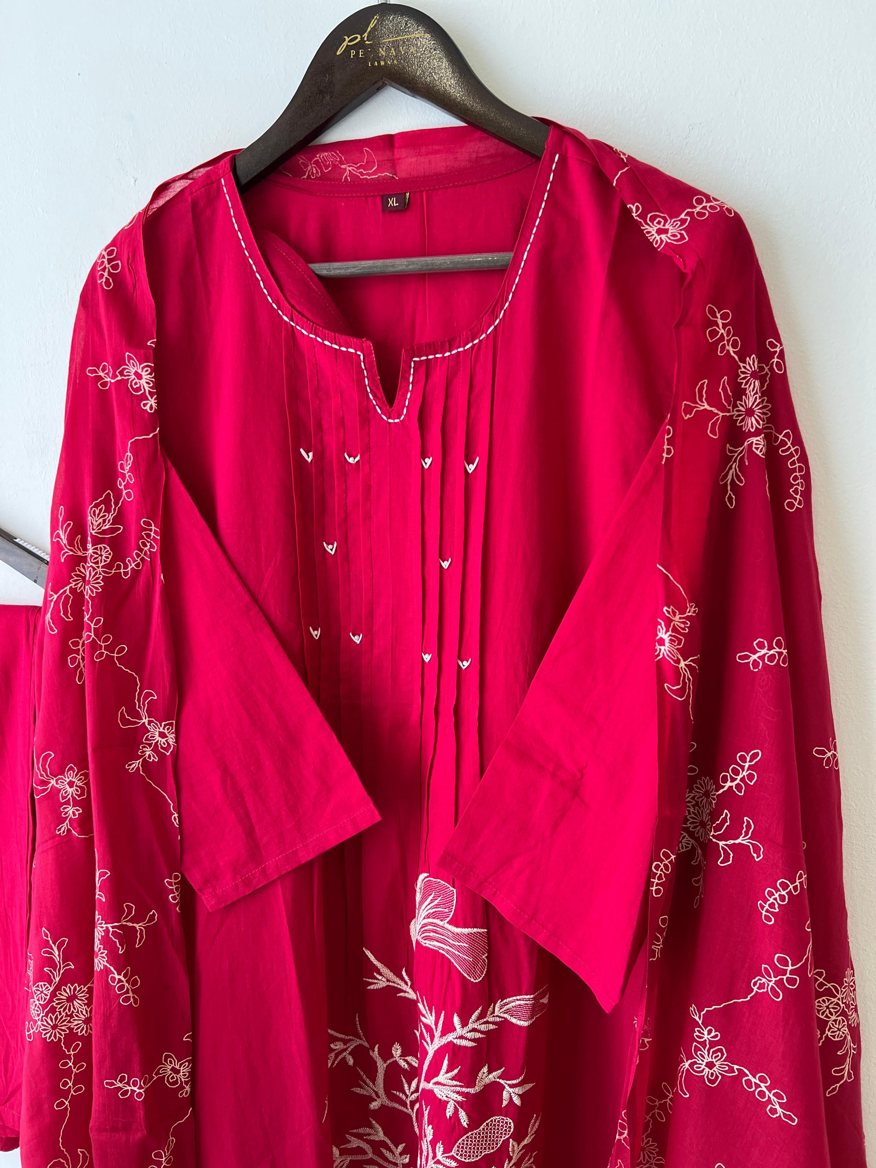 Cotton Pin-tucks slitted suit-0393 - Pehnava Lawns