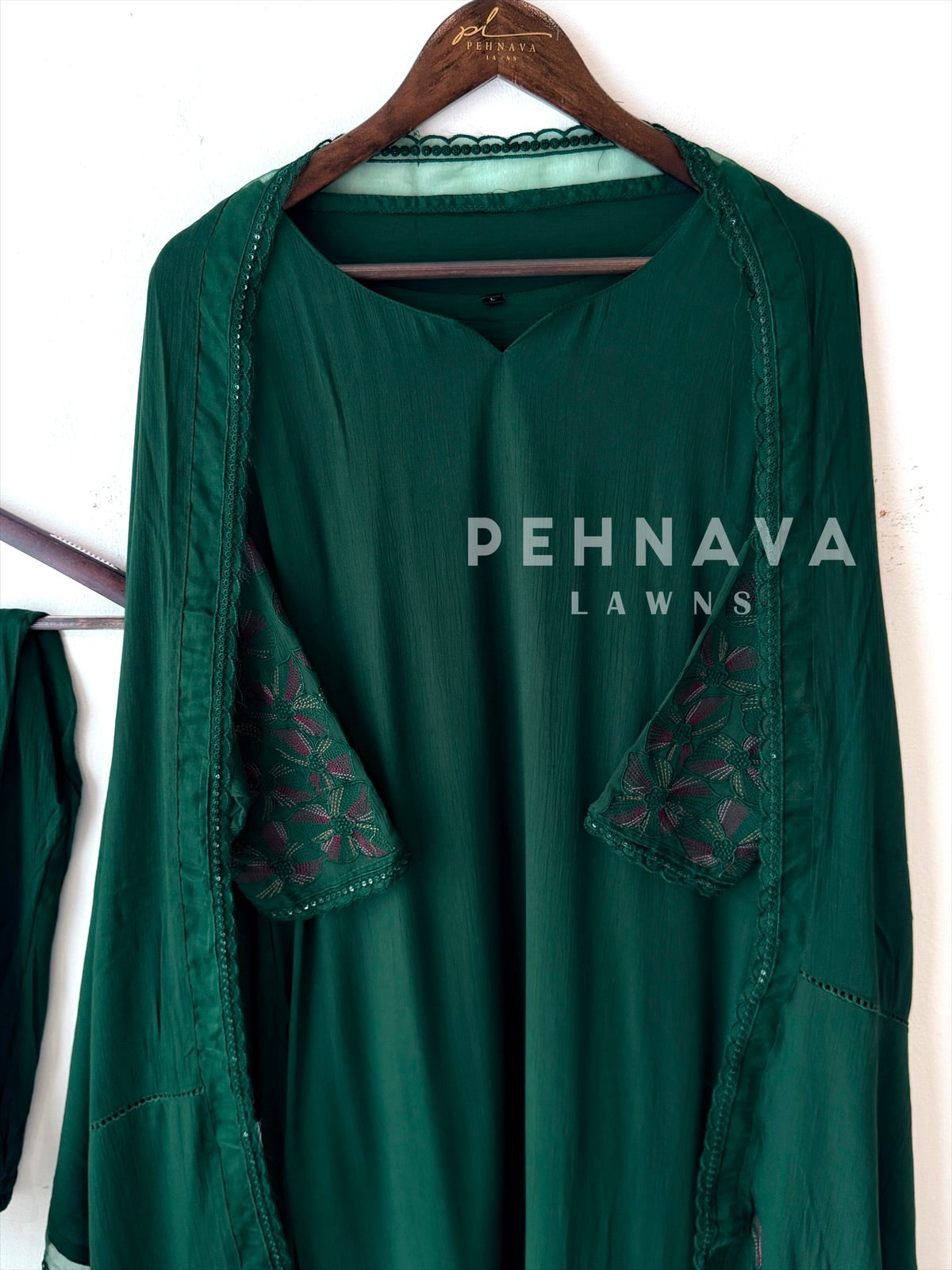 Embroidered Lace Detailed Suit-1001