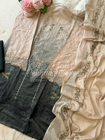 Cotton Embroidered Suit with Cotton Dupata