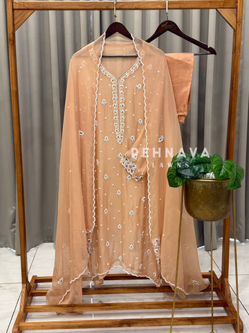 Semi-Stitched Chiffon Suit, Organza Dupatta