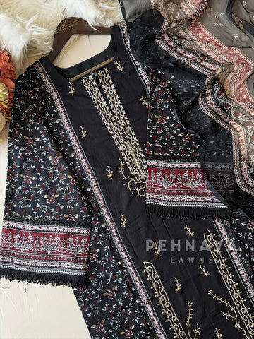 Black Pakistani Printed Suit-AZ-1368-C - Pehnava Lawns