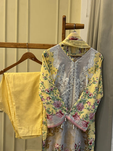 Printed Casual Cotton Suit Ft. Embroidered Dupatta