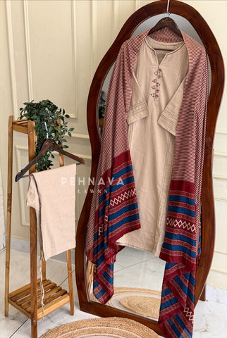 Mirror Embroidered Three Piece Set
