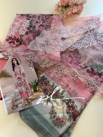 Paki printed suit with chiffon dupatta-1519