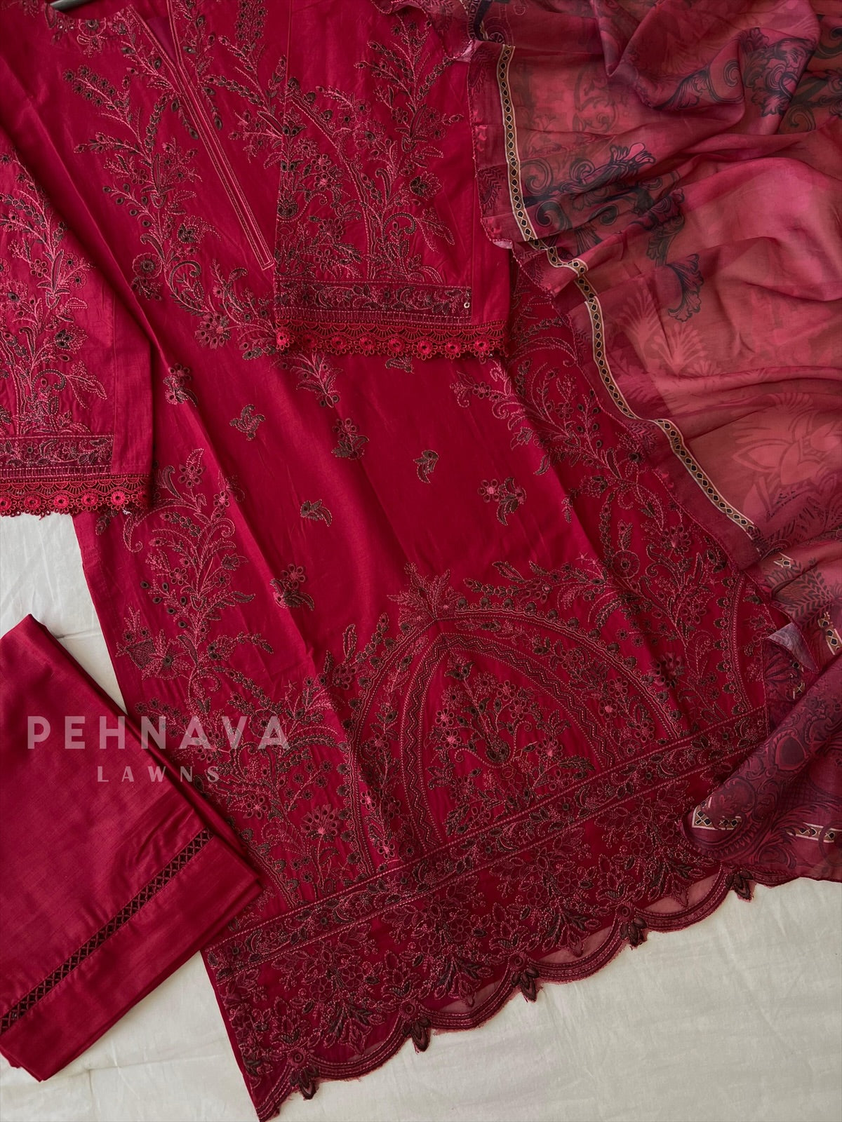 Semi-Stitched Rayon Embroidered Casual Wear-1215 - Pehnava Lawns