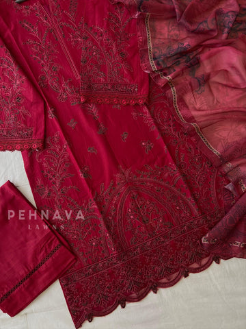 Semi-Stitched Rayon Embroidered Casual Wear-1215 - Pehnava Lawns