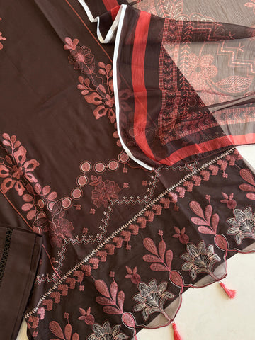 Floral Embroidered Rayon Suit - Pehnava Lawns