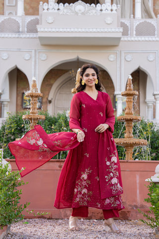 Premium mul chandheri embroidered  suit-4706