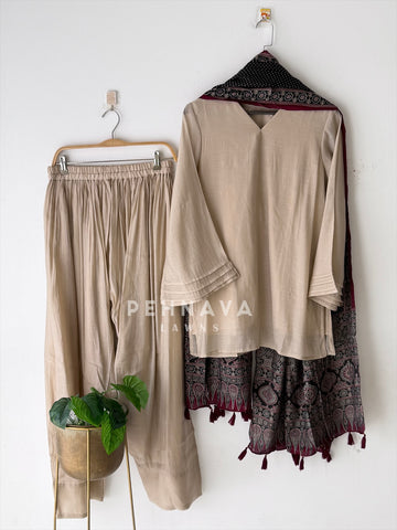 Farshi Shalwar Set with Ajrak Printed Dupatta-B269