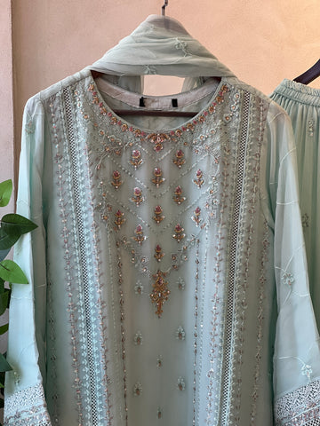 Agha Noor Formal Chiffon Sharara Ensemble