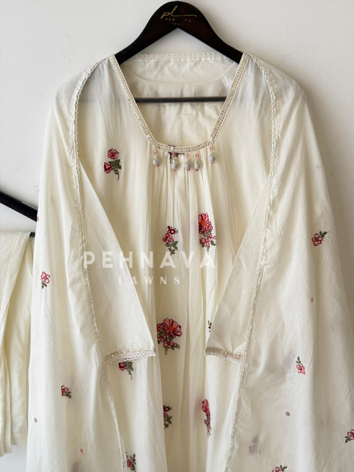 Neck Tassel Embroidered Suit-4163 - Pehnava Lawns