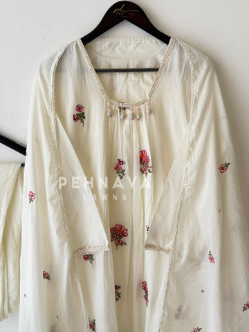 Neck Tassel Embroidered Suit-4163 - Pehnava Lawns