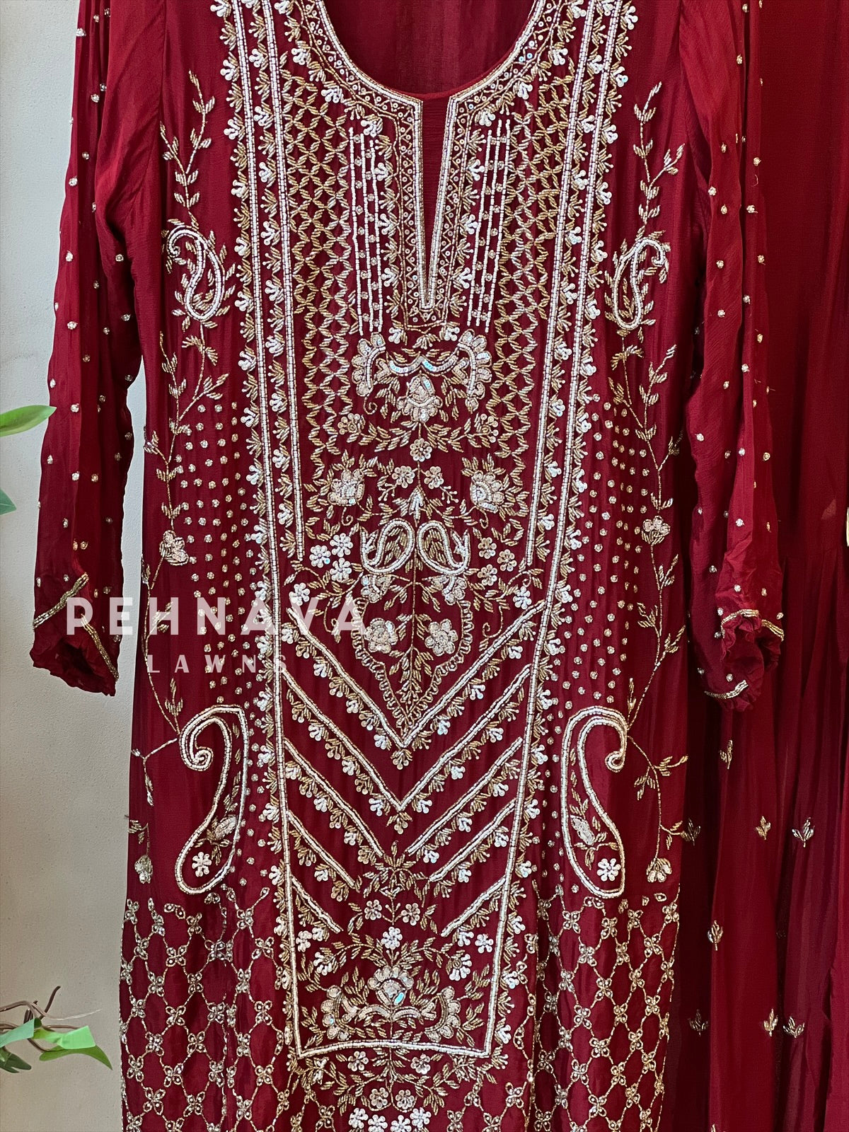 Heavily Handworked Sharara with Pure Chiffon Dupata