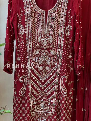 Heavily Handworked Sharara with Pure Chiffon Dupata